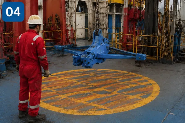 Swing radius clearance on rig floor