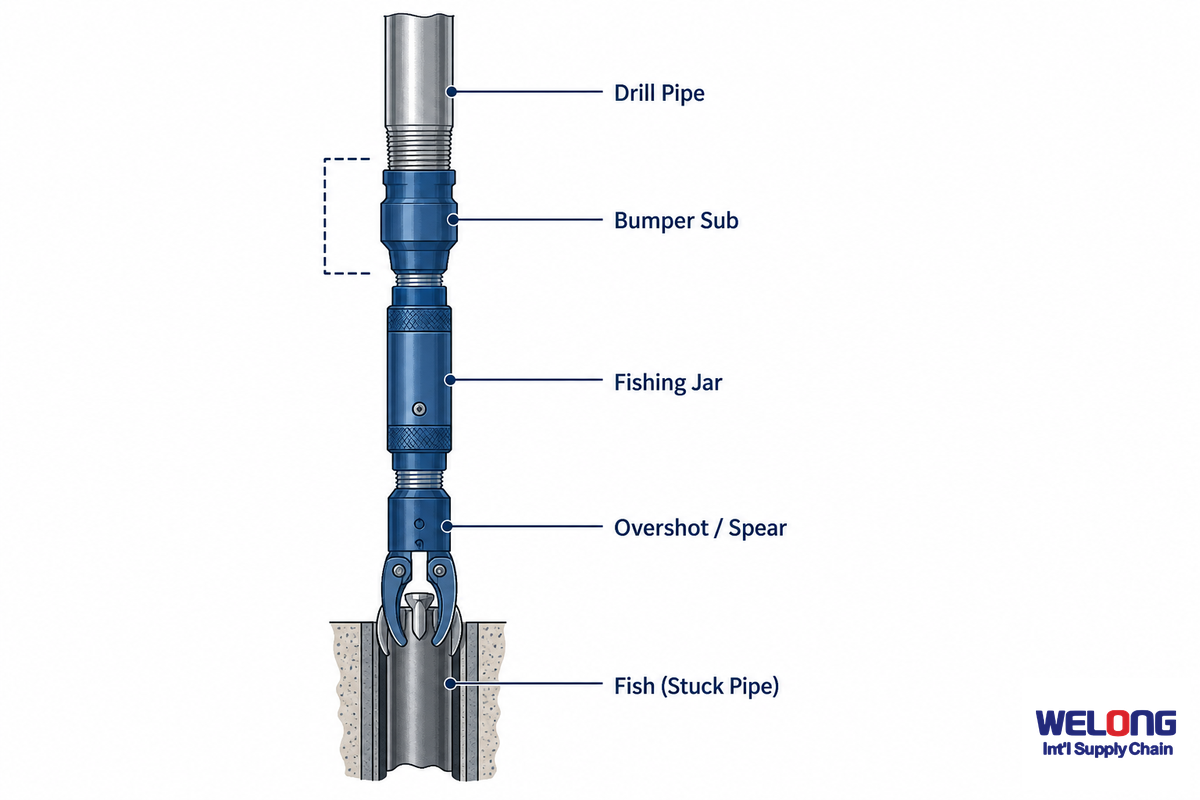 Where a Bumper Sub Sits in the Drill String (BHA & Overshot Context) — Welong