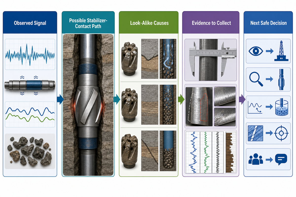 Hidden bottleneck diagnostic path from observed signal to an evidence-based stabilizer decision