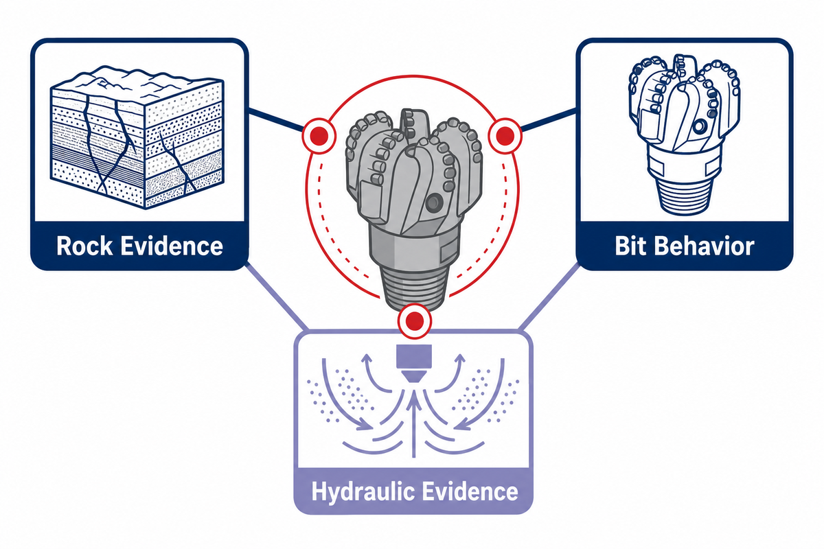 Rock bit hydraulics fit map for PDC drill bit review
