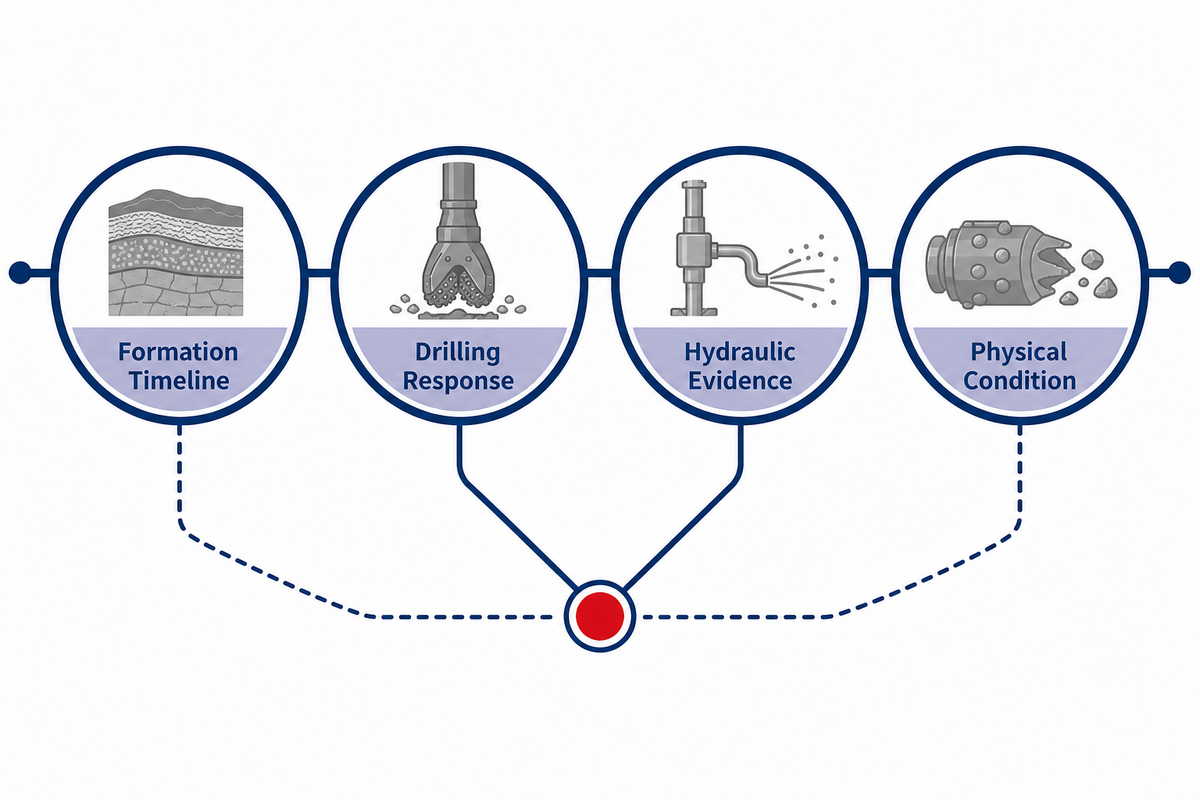 Four-Lens PDC run review covering formation, response, hydraulics and condition