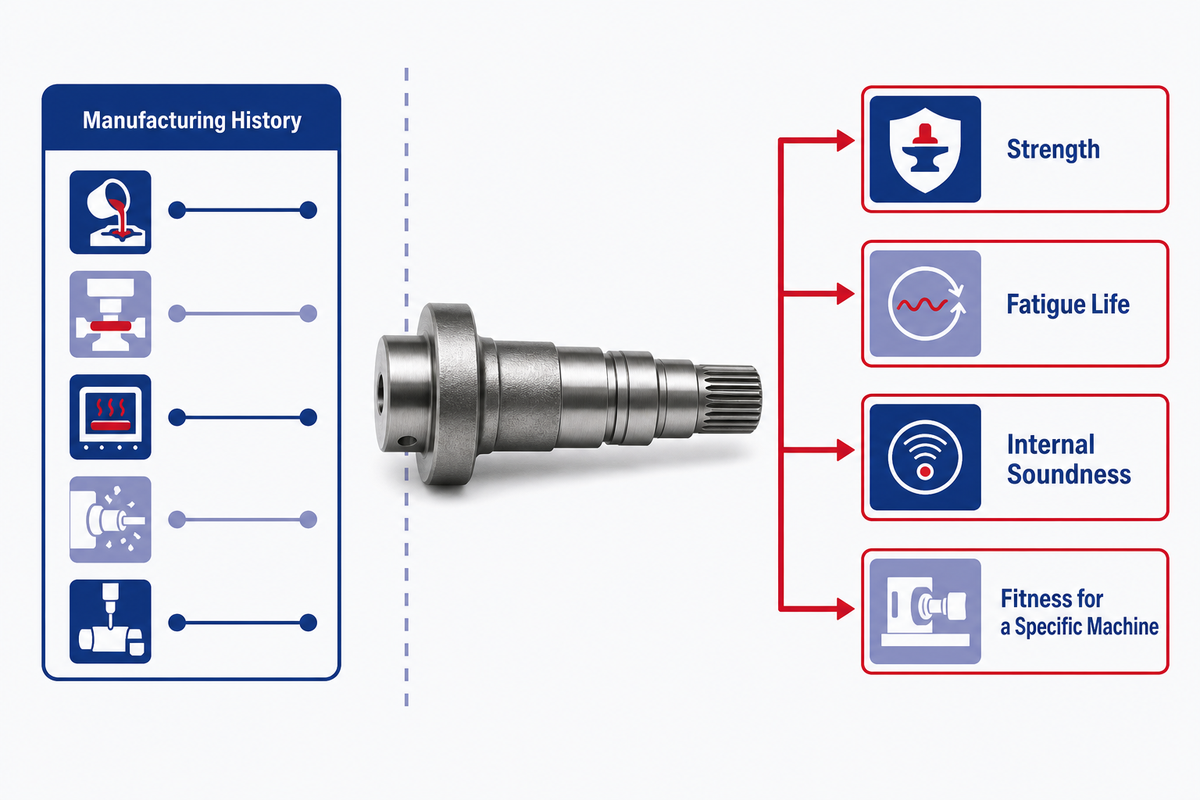 Forged shaft manufacturing route and evidence boundary diagram