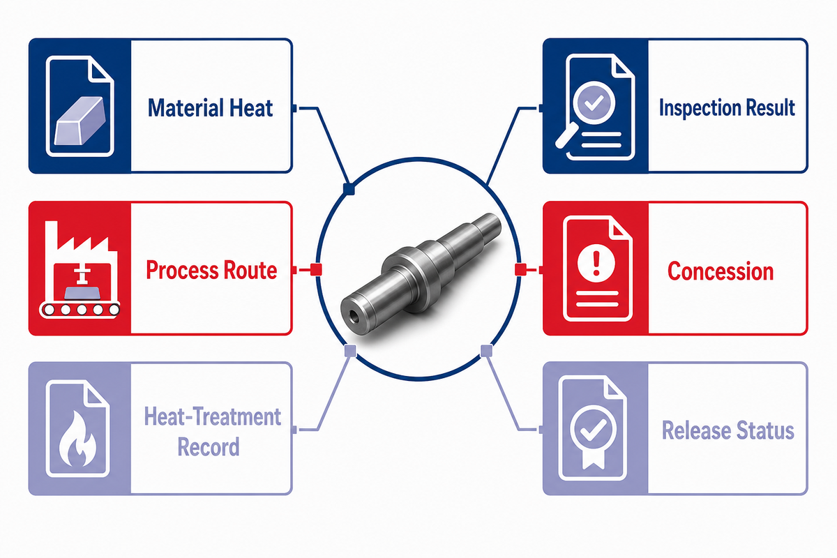Forged shaft standards edition control and linked traceability records