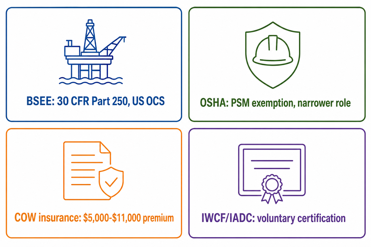 Who Is Responsible for Well Control -- Four Non-Overlapping Regimes: BSEE, OSHA's Limited Role, JOA Insurance, and Voluntary Certification — China Welong