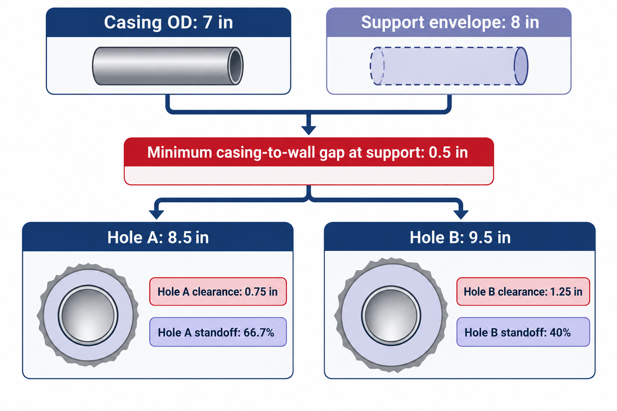 Assumed geometry:the same0.5in gap gives66.7%or40%standoff as hole size changes;Innova definition.