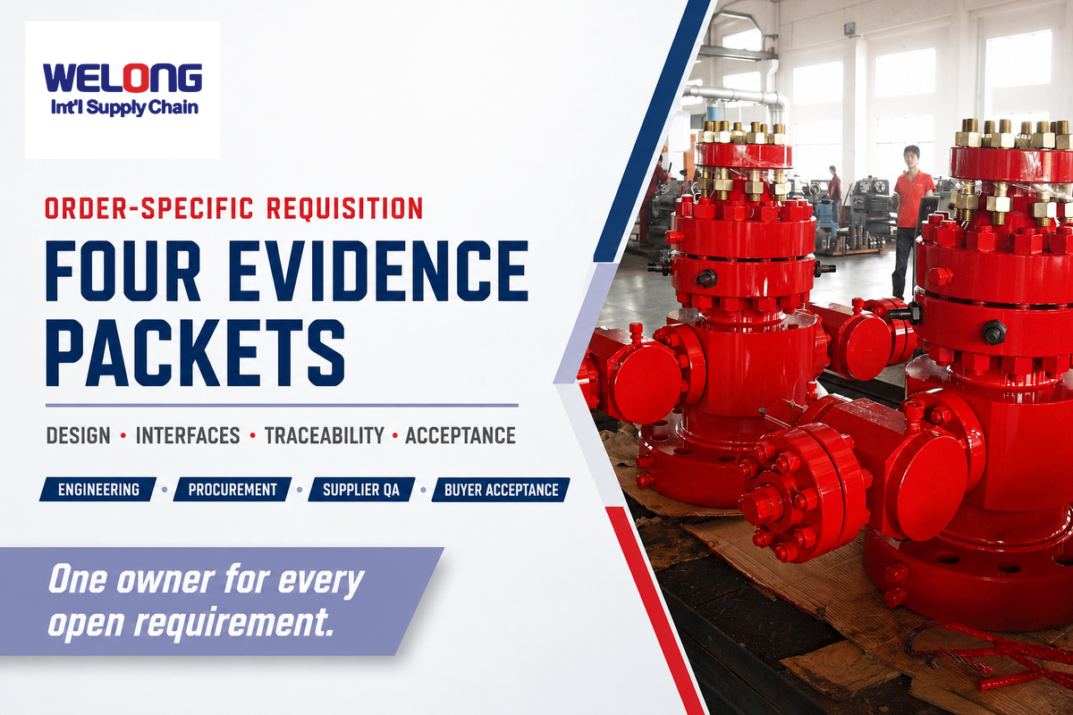 Casing and tubing head assemblies linked to four technical requisition evidence packets.