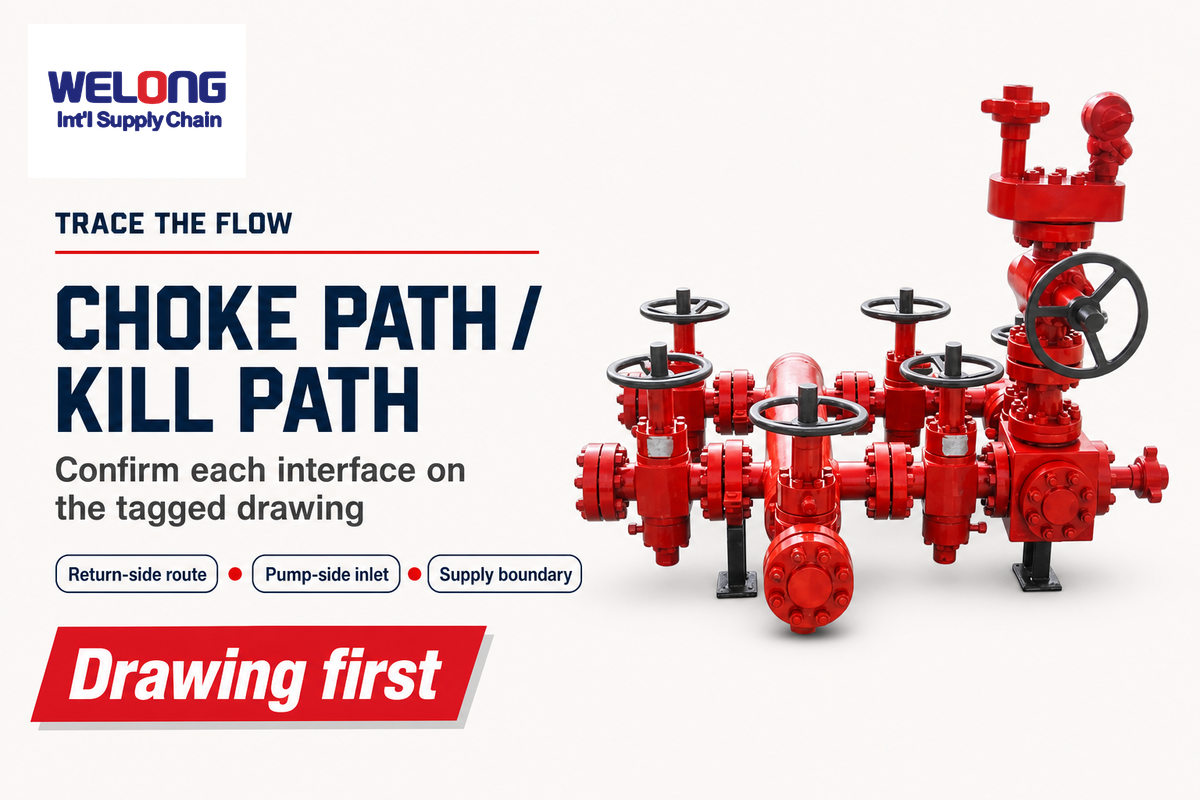 Choke return and pump-side kill routes need separate tagged connection and pressure-boundary checks.