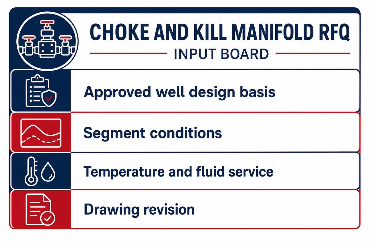 An approved well design basis, segment conditions, service and drawing revision are needed before manifold sizing.