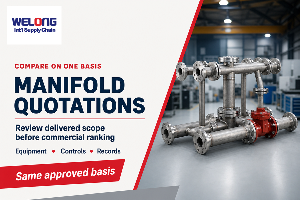 Compare manifold quotations against one approved design basis and the same delivered equipment, controls and records.