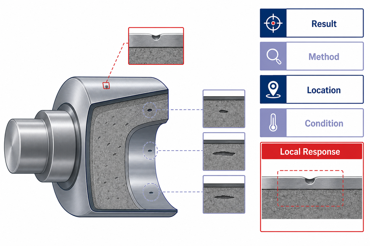 A mill-roll hardness result needs method, location and condition and cannot alone prove internal integrity