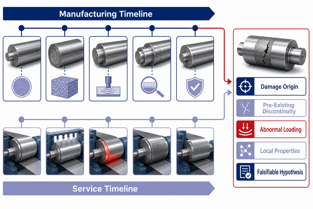 Manufacturing and service timelines align route, NDT, cooling, load history and local evidence before cause assignment